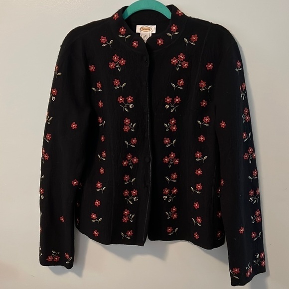 Talbots Boiled Wool Embroidered Button Jacket size Medium - Picture 3 of 7